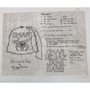Shriner's Fez Hat Cross Stitch Pattern Vintage 1978 OMAR - Alma Lyne Designs
